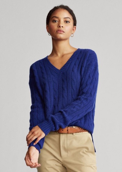 Polo Ralph Lauren Cable-Knit Cashmere Striktrøje Dame Danmark (LOMRK6794)